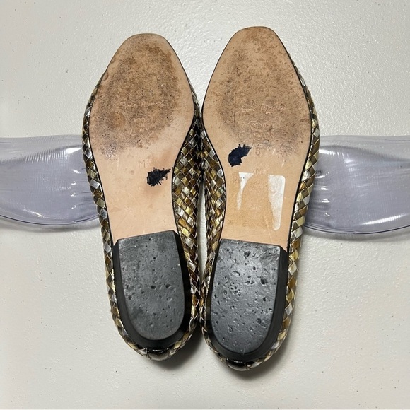 Sesto Meucci Metallic Woven Leather Slip On Italian Shoes - Picture 9 of 10